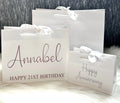 Personalised White Ribbon Gift Bag – Custom Name & Occasion Gift Bag