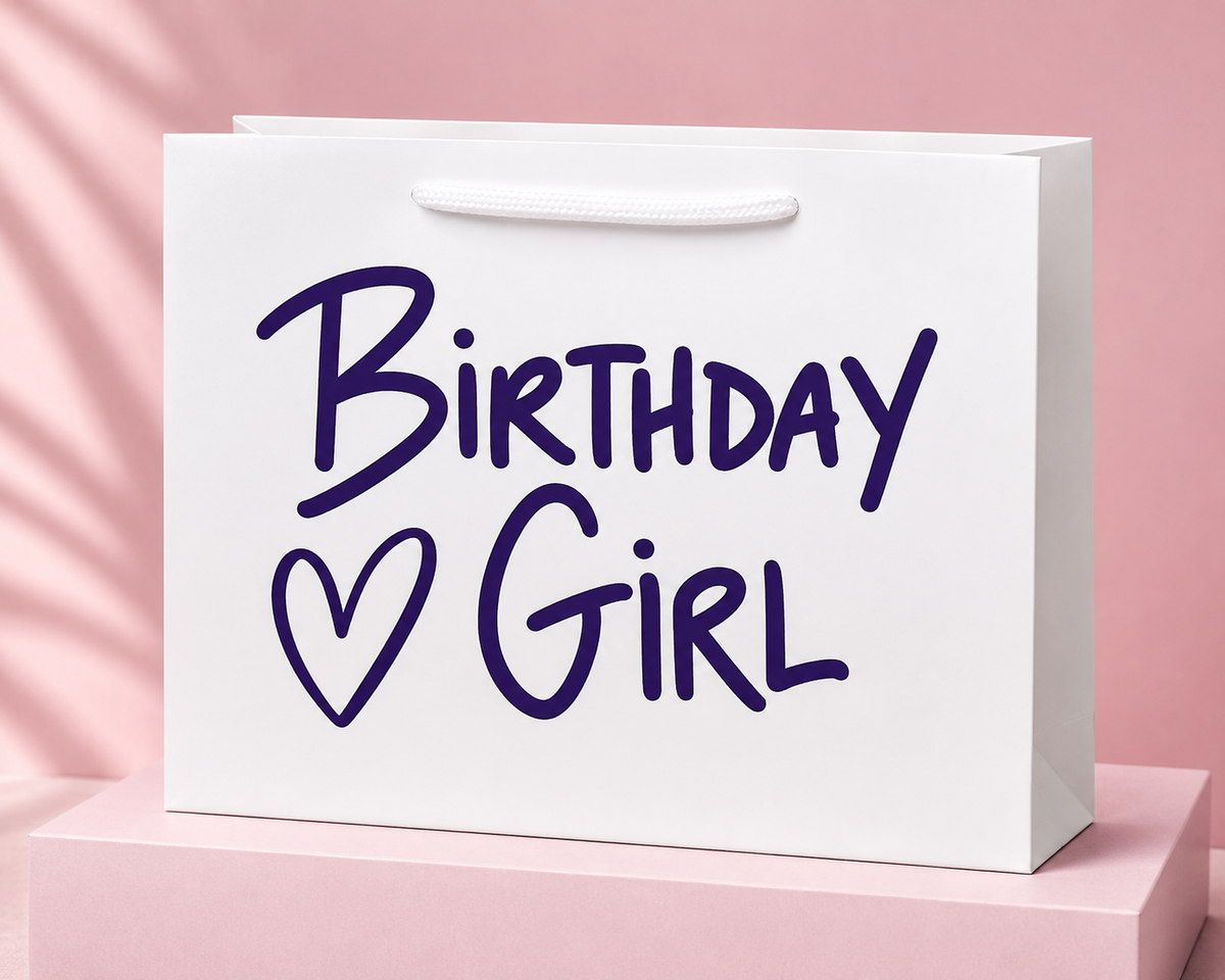 Birthday Girl Gift Bag – Pink Personalised Style Birthday Gift Bag  Description: