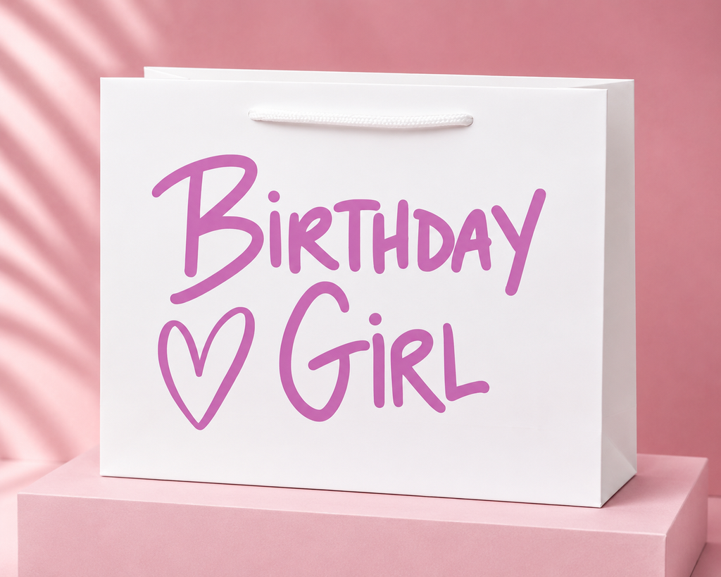Birthday Girl Gift Bag – Pink Personalised Style Birthday Gift Bag  Description: