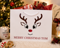 Personalised Smiling Reindeer Christmas Gift Bag