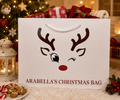 Personalised Winking Reindeer Christmas Gift Bag