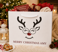 Personalised Girl Reindeer With Glasses Christmas Gift Bag