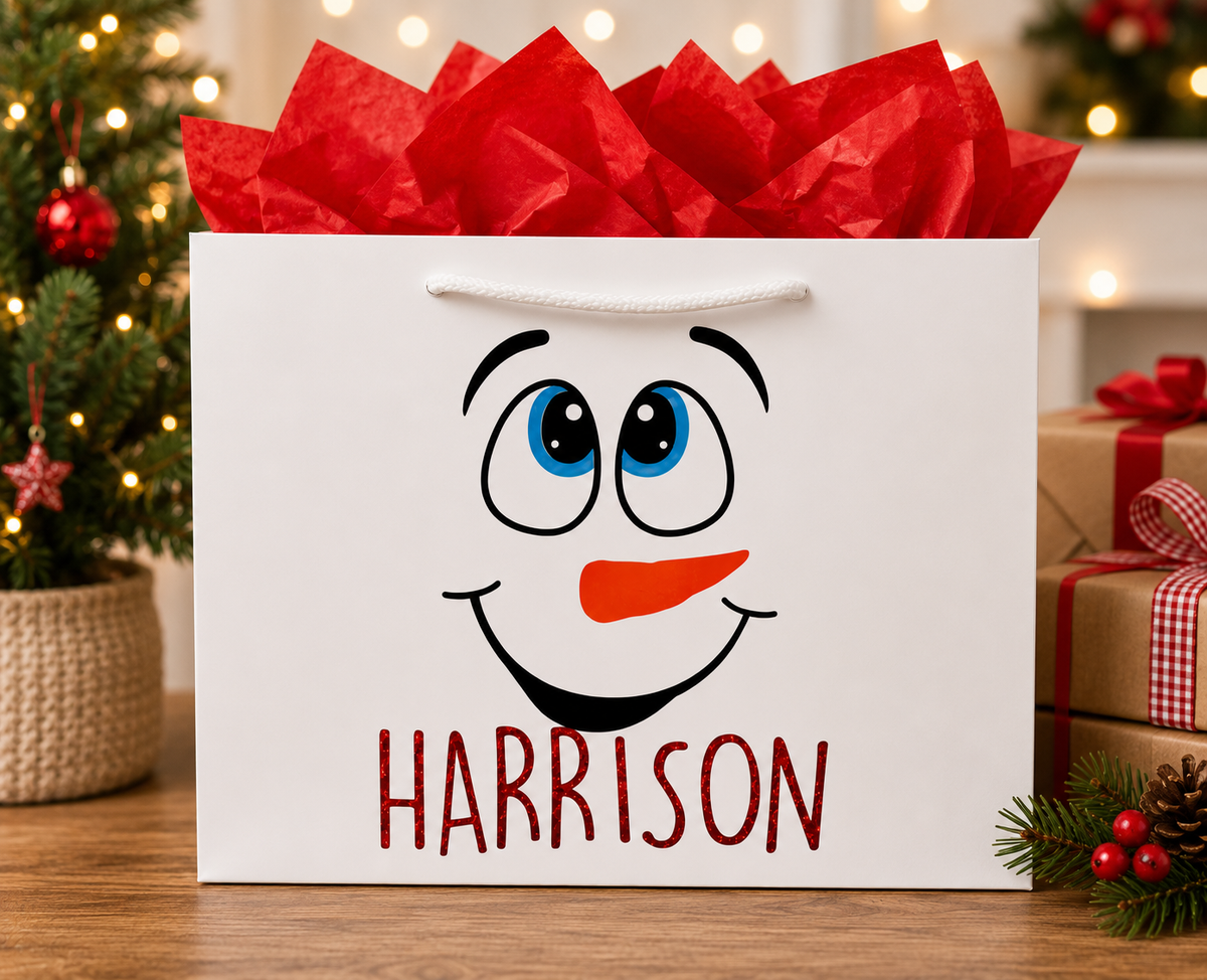 Personalised Snowman Christmas Gift Bag
