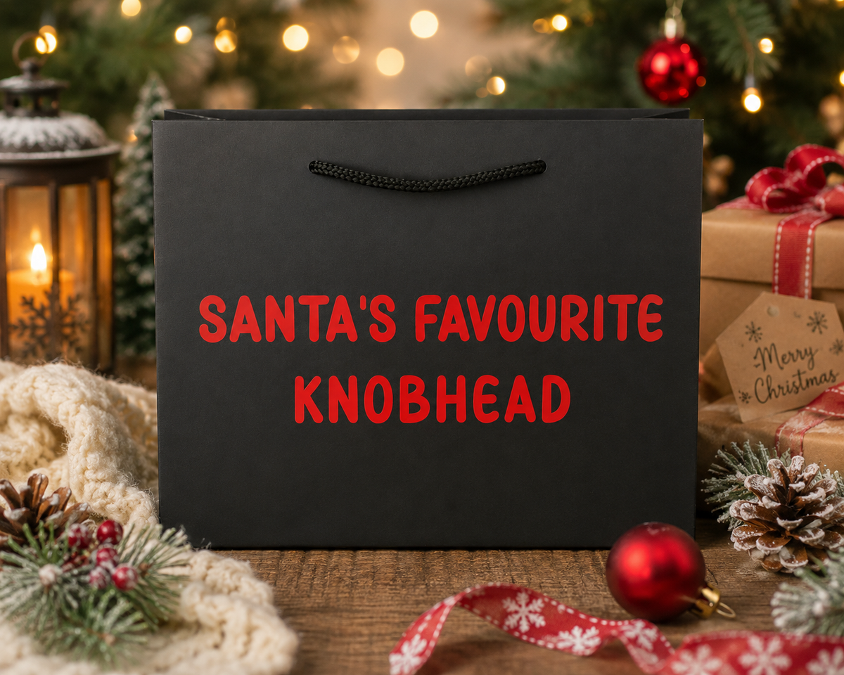 Funny Rude Christmas Gift Bag – Santa’s Favourite Knobhead