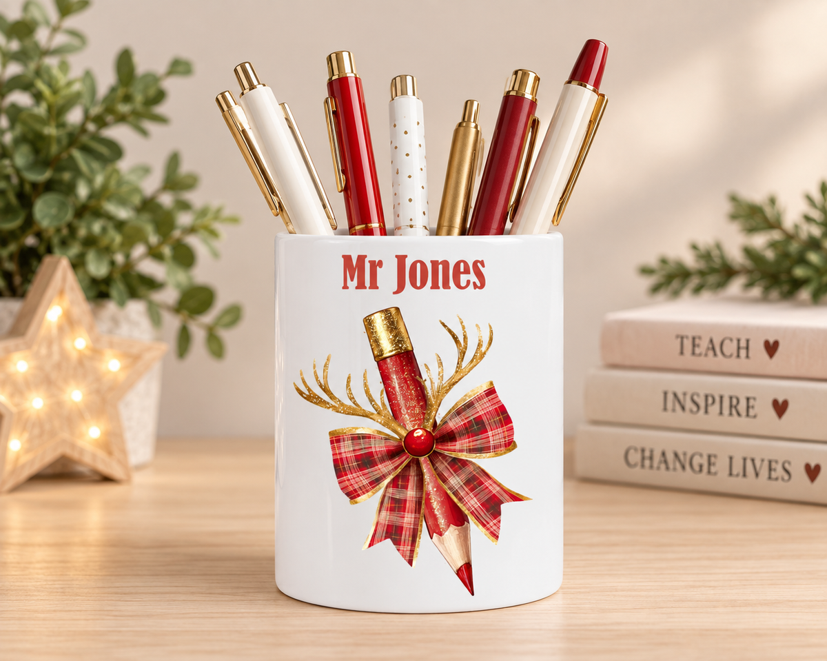 Personalised Teacher Christmas Pen Pot – Christmas Gift for Teacher
