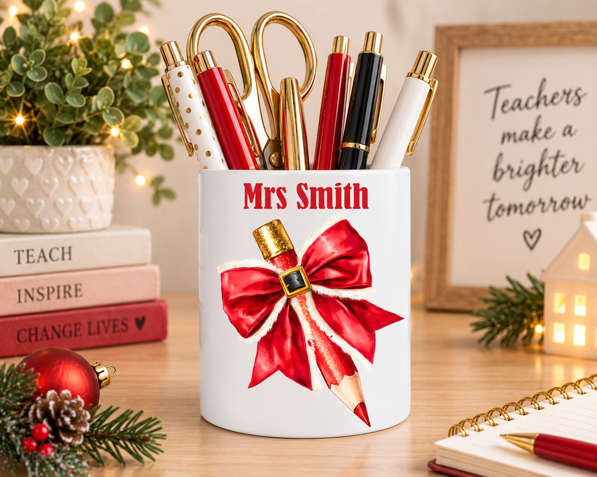 Personalised Teacher Christmas Pen Pot – Christmas Gift for Teacher