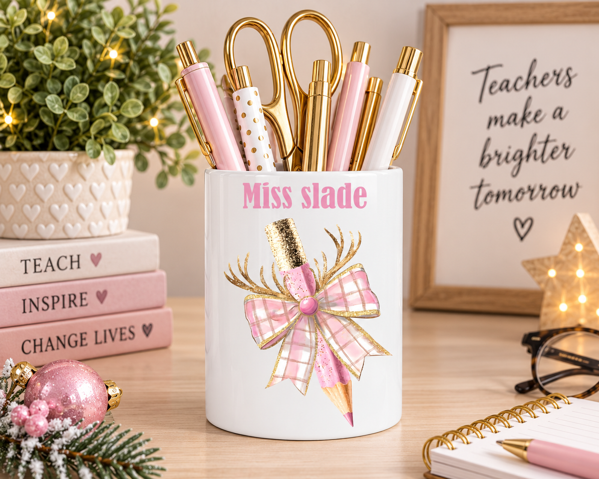 Personalised Teacher Christmas Pen Pot – Christmas Gift for Teacher