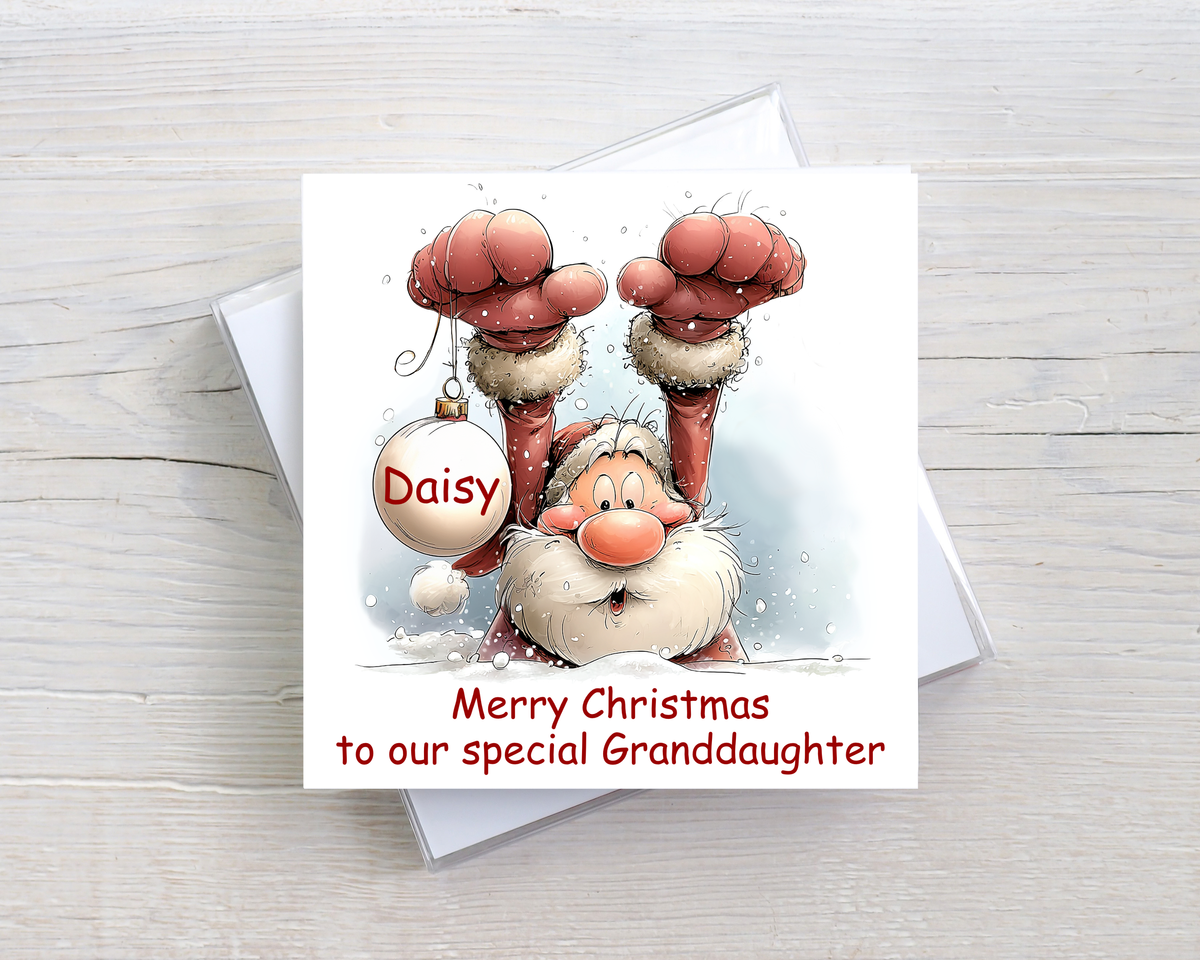 Personalised Family Christmas Card – Santa Bauble Christmas Card – Any Names & Relation