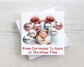 Personalised Family Christmas Card – Santa Bauble Christmas Card – Any Names & Relation