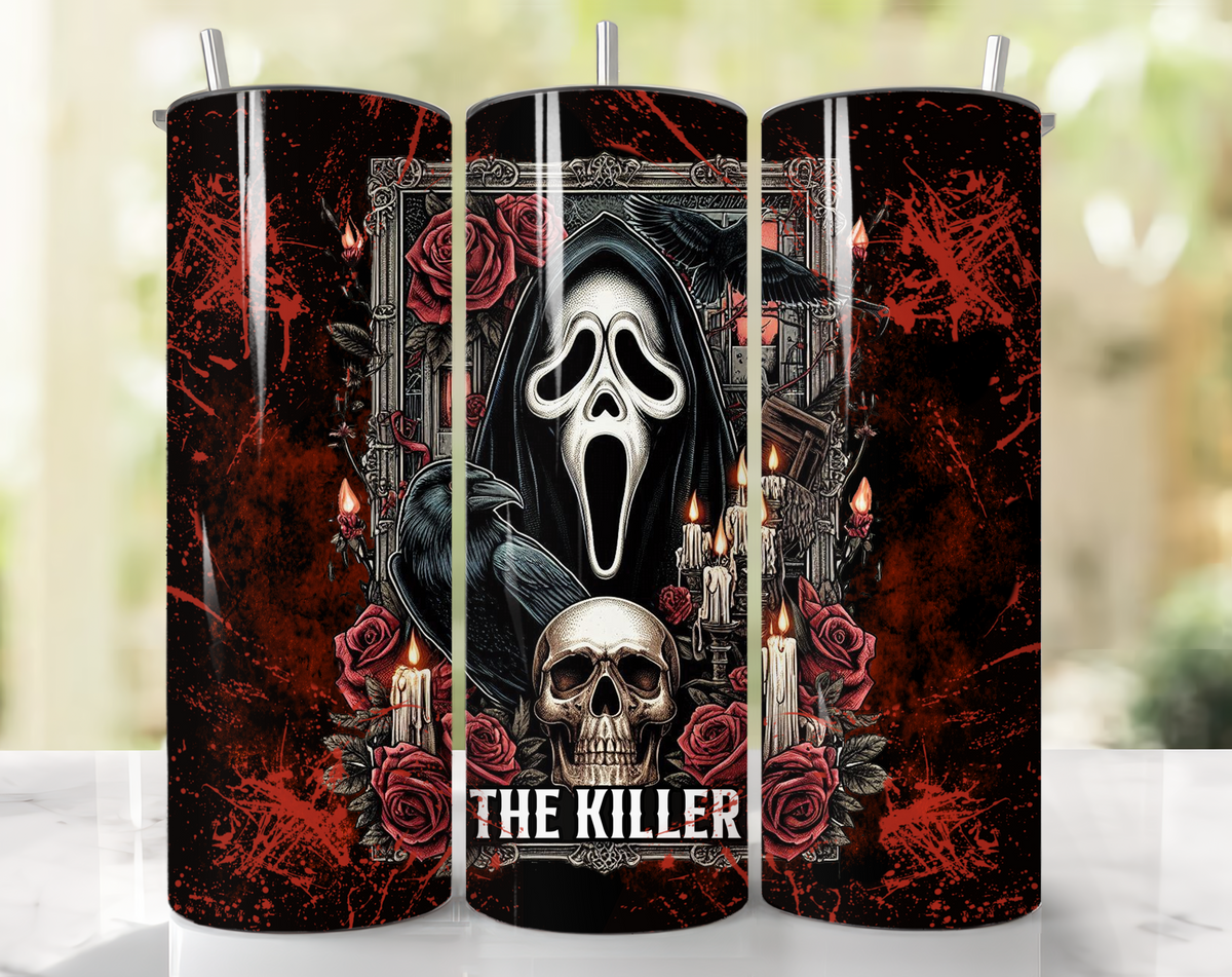 Gothic Horror 20oz Skinny Tumbler – Killer Mask Design