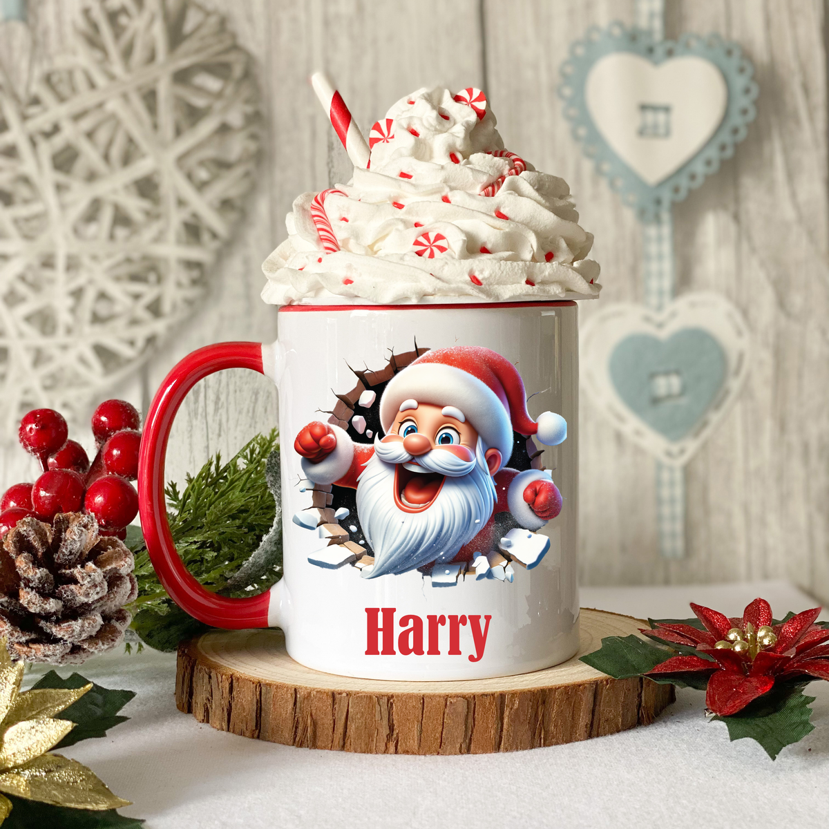 Personalised Christmas Santa Mug – Choice of 3 Designs – Any Name