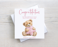 Personalised New Baby Girl Card – Congratulations Teddy Bear Card (Copy)