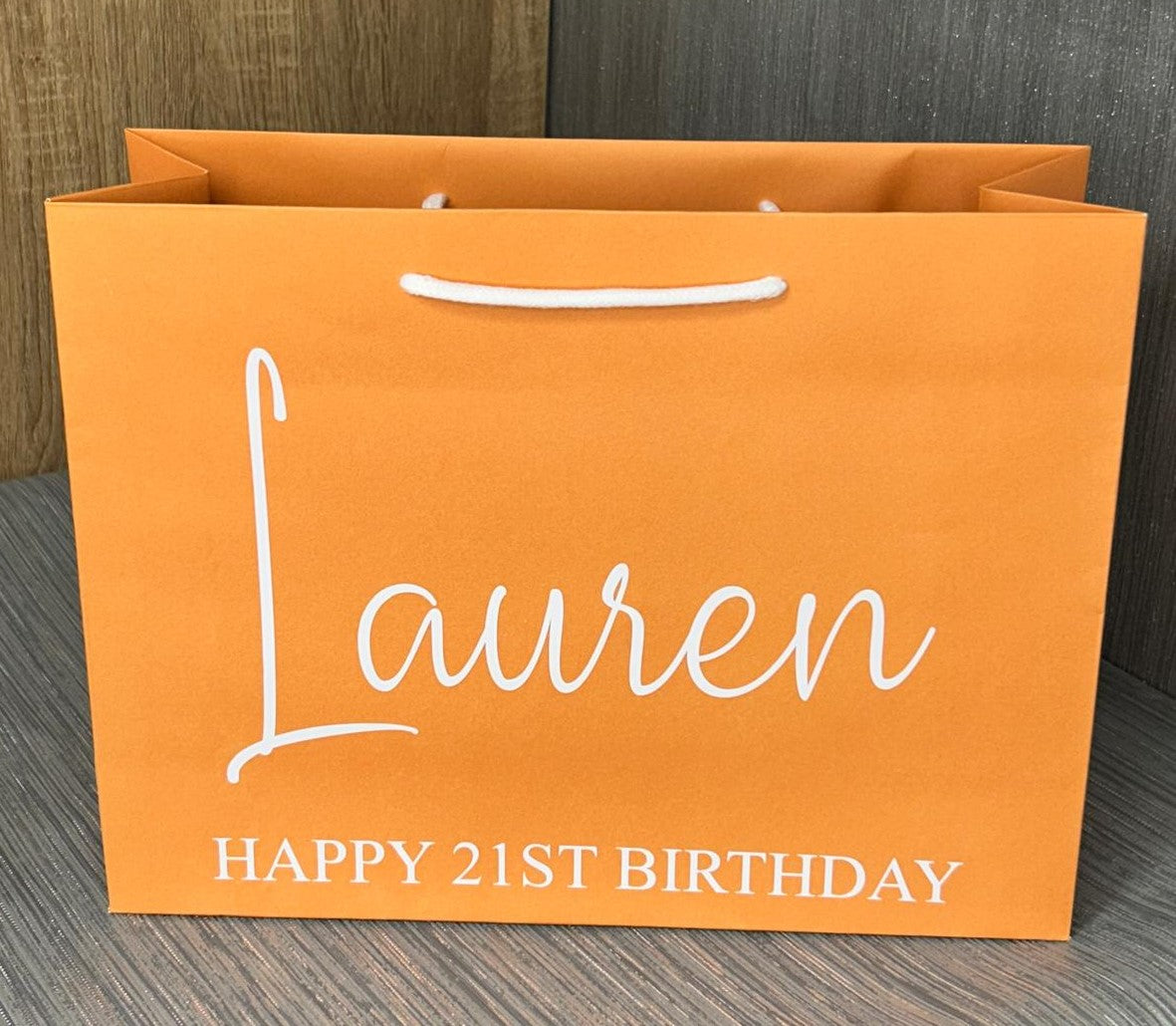 Personalised Orange Gift Bag – Custom Name & Message – Birthday Gift Bag