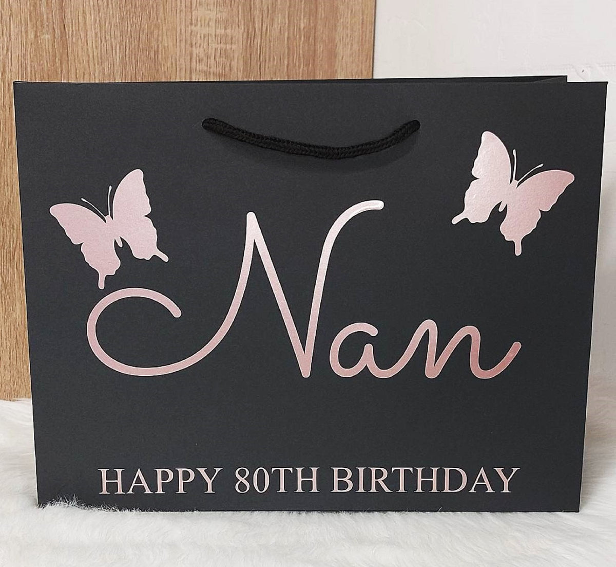 Personalised Nan Birthday Gift Bag – Butterfly Gift Bag – Any Age