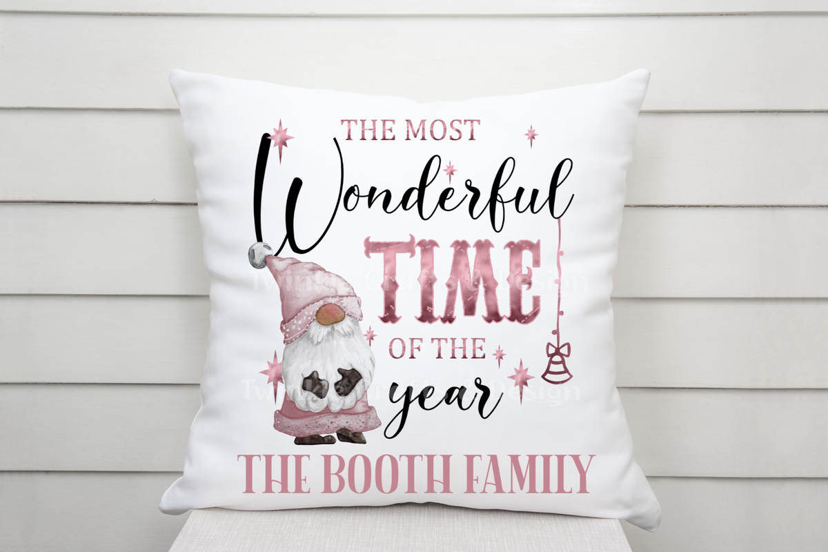 Personalised Family Christmas Cushion – Gonk Christmas Cushion – Choice of Colours
