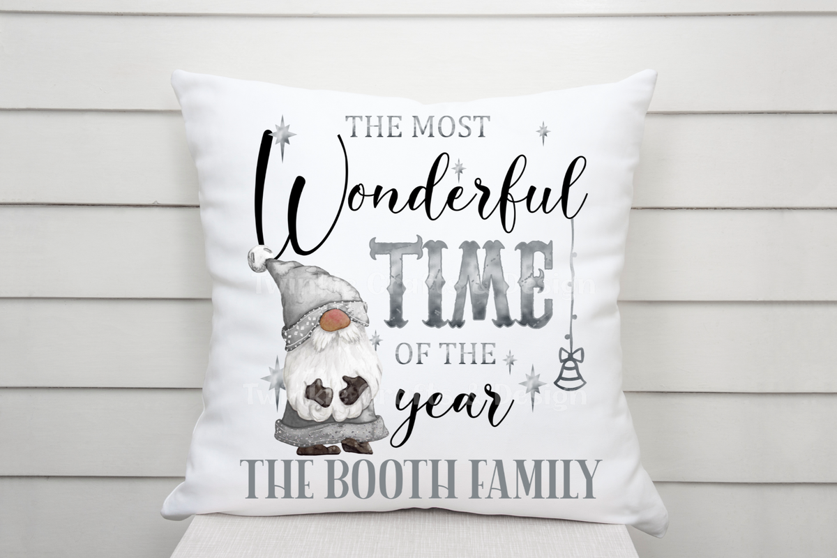 Personalised Family Christmas Cushion – Gonk Christmas Cushion – Choice of Colours