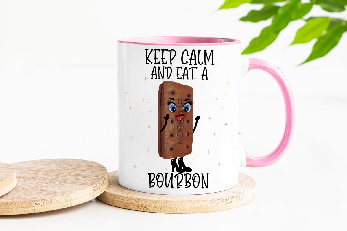 Keep Calm and Eat a Bourbon Mug & Coaster Set – Funny Biscuit Gift
