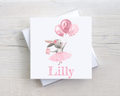 Personalised Girls Birthday Card – Pink Bunny & Balloons – Any Name & Age