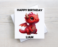 Personalised Dragon Birthday Card – Custom Name & Colour Choice