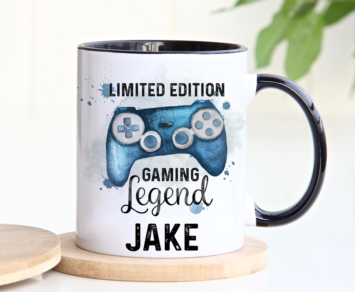 Personalised Gaming Legend Mug & Coaster Set – Gamer Gift with Any Name
