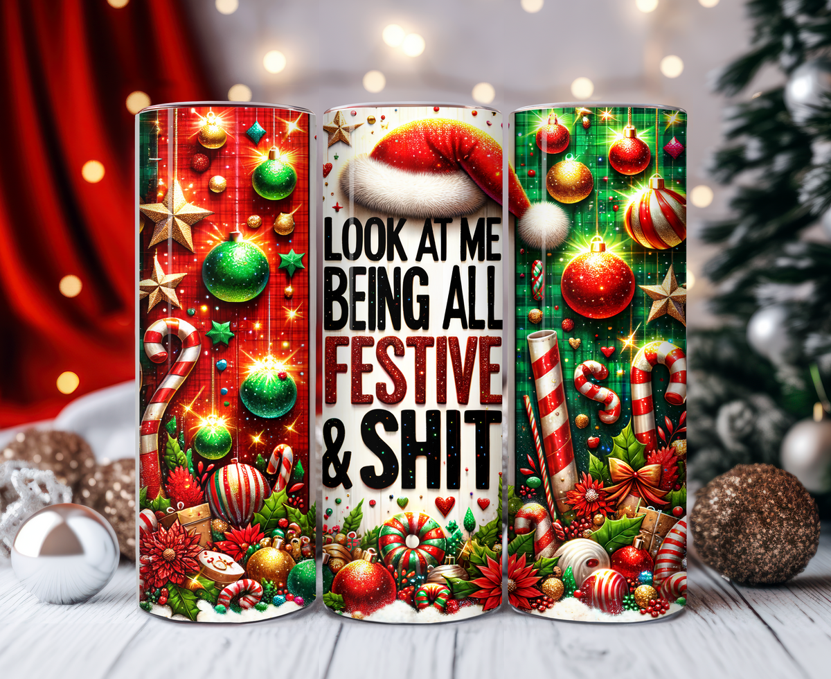 Funny Christmas 20oz Skinny Tumbler – Festive & Rude Christmas Gift