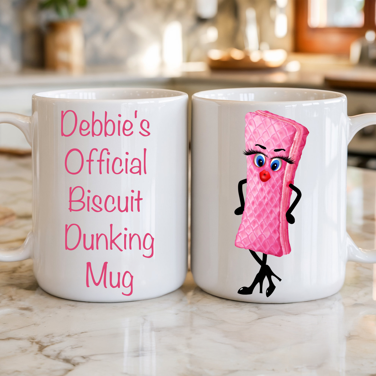 Personalised Pink Wafer Biscuit Dunking Mug – Custom Name Gift