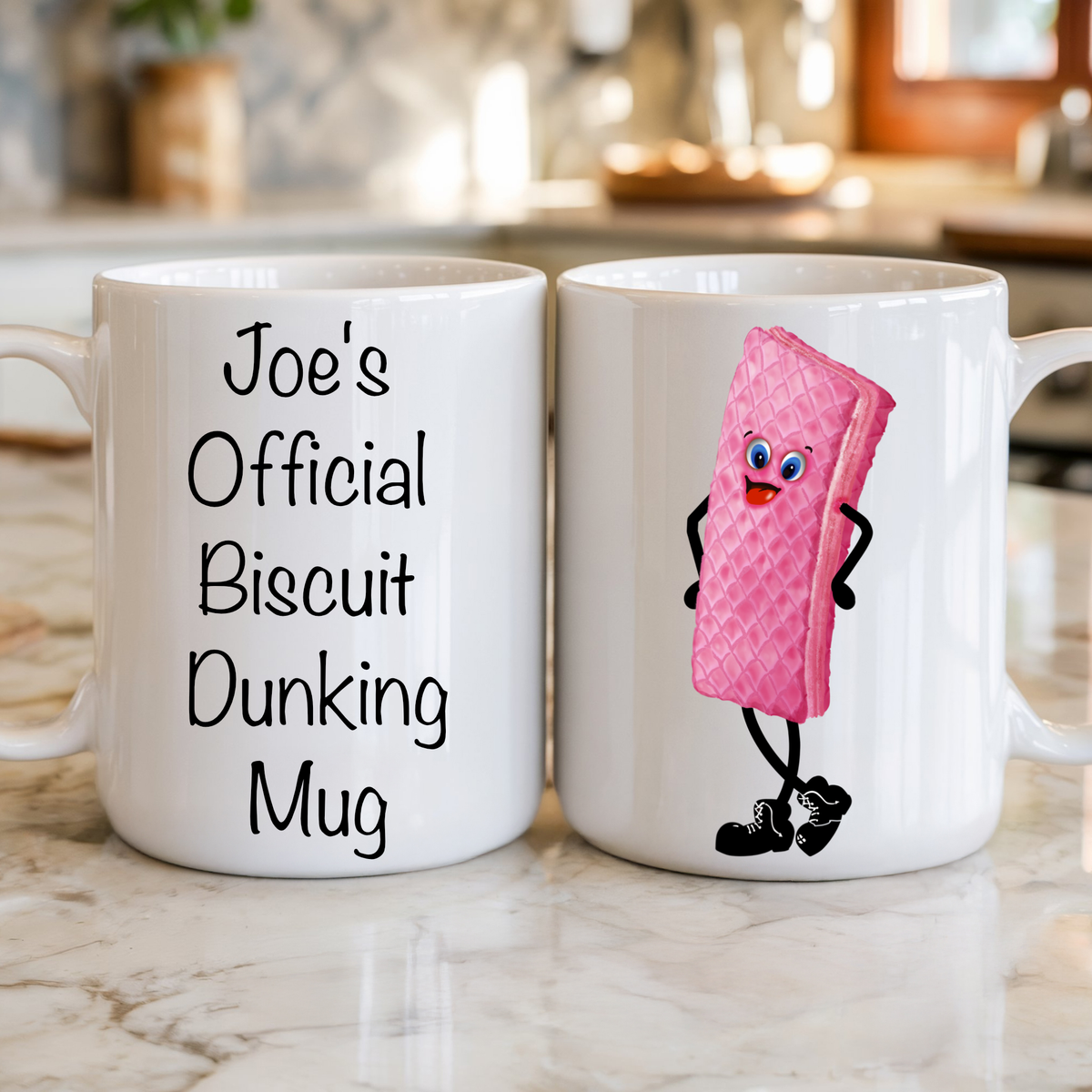Personalised Pink Wafer Biscuit Dunking Mug – Custom Name Gift