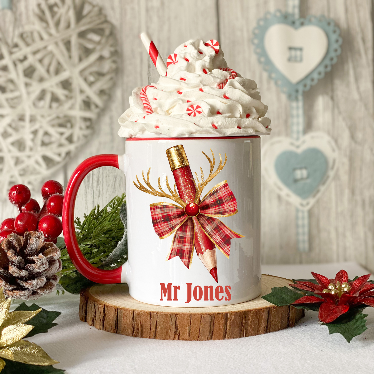 Personalised Teacher Christmas Mug – Teacher Gift – Custom Name Christmas Mug