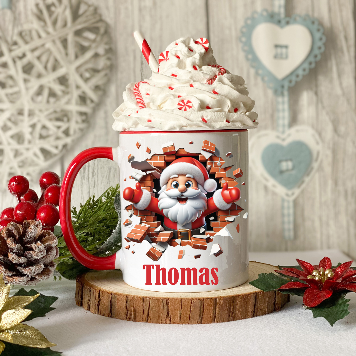 Personalised Christmas Santa Mug – Choice of 3 Designs – Any Name