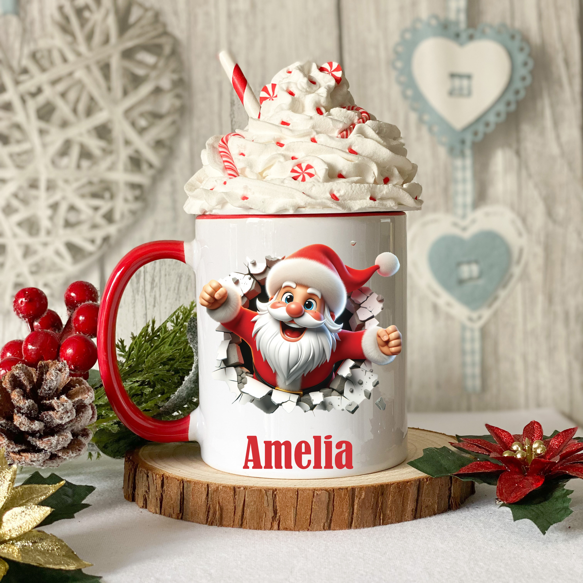 Personalised Christmas Santa Mug – Choice of 3 Designs – Any Name