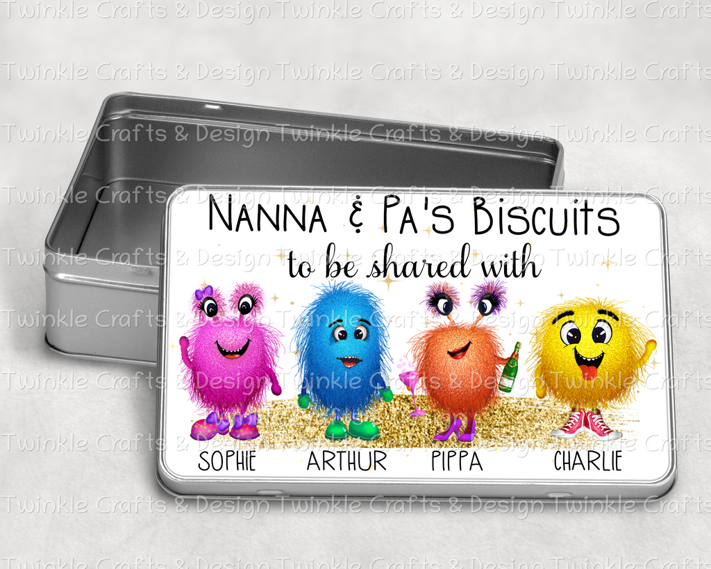 Personalised Family Biscuit Tin – Custom Treat Tin with Names