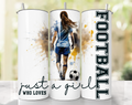 Girls Football 20oz Skinny Tumbler – Female Footballer Gift
