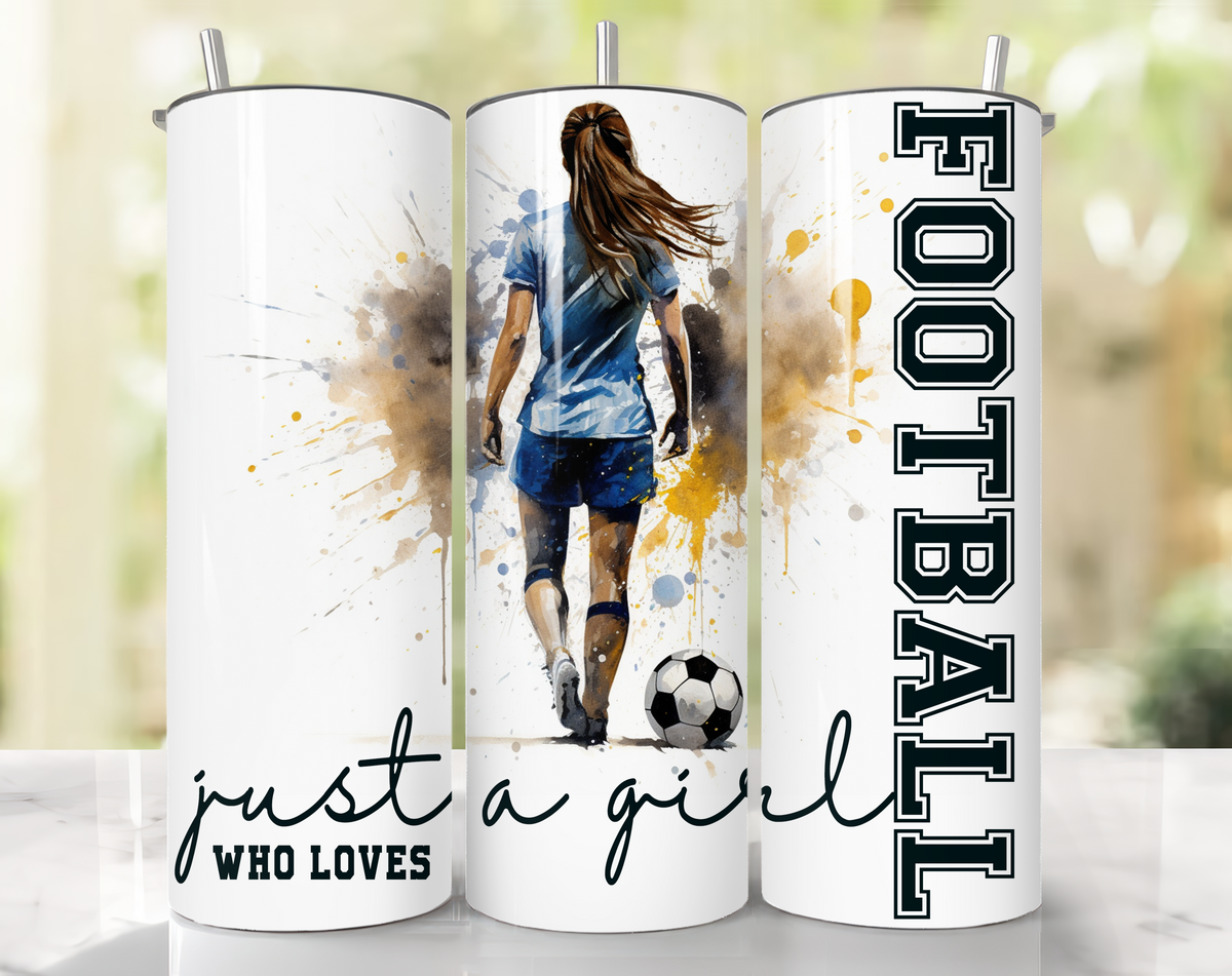 Girls Football 20oz Skinny Tumbler – Female Footballer Gift