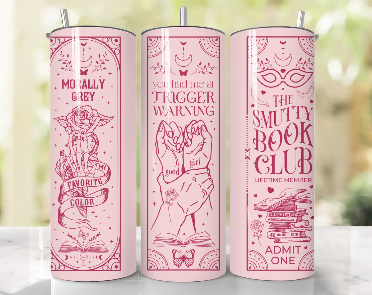 Dark Romance Book Lover 20oz Skinny Tumbler – Pink Bookish Design