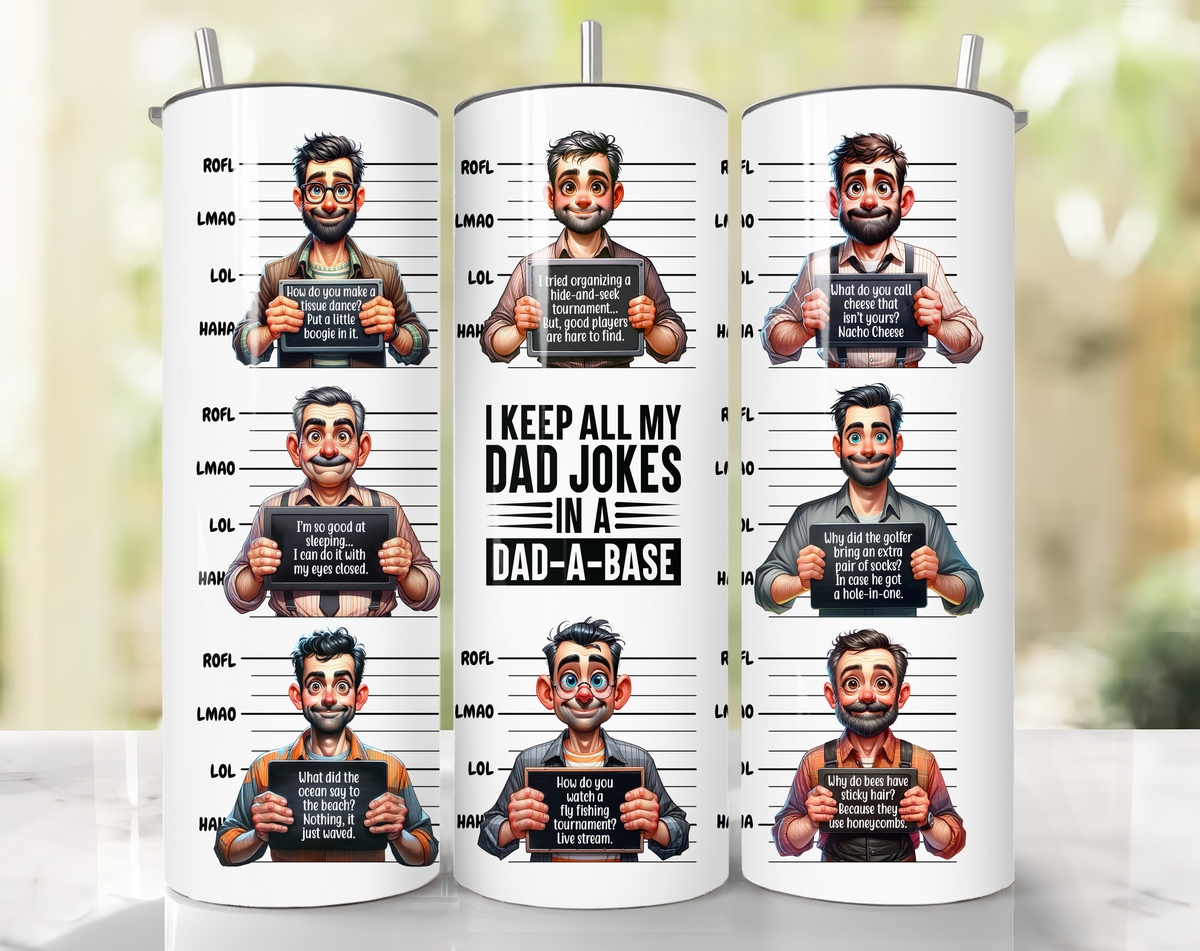 Funny Dad Jokes 20oz Skinny Tumbler – Dad Gift