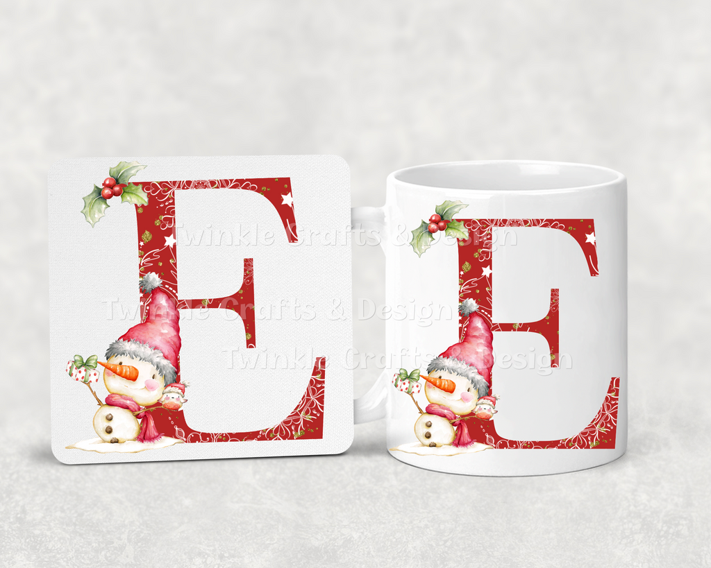 Personalised Christmas Initial Mug – Snowman Letter Mug – Any Initial