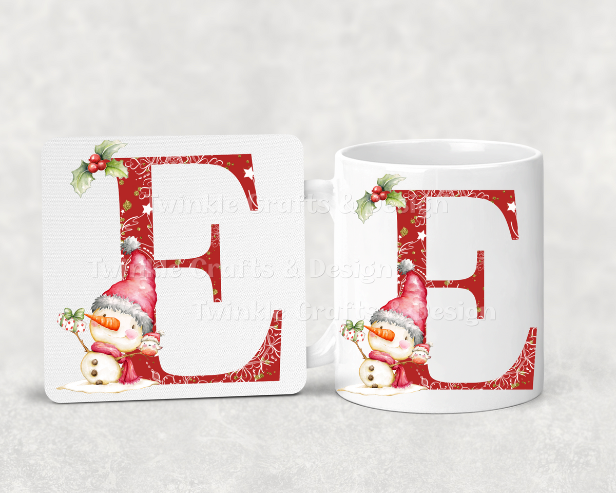 Personalised Christmas Initial Mug – Snowman Letter Mug – Any Initial